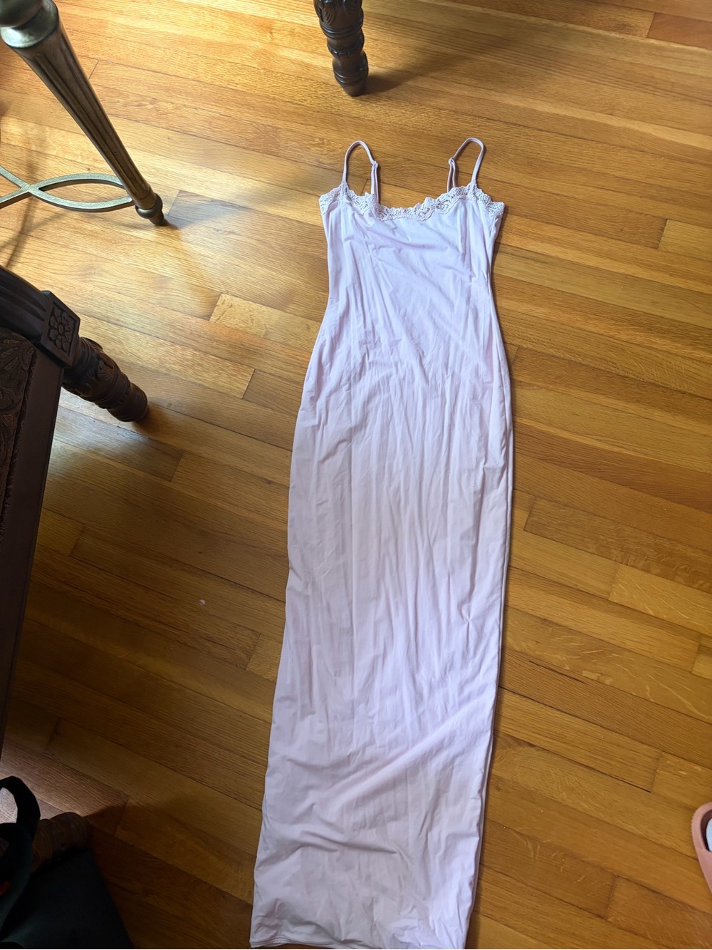 SKIMS Lavender Lace-Trim Maxi Slip Dress